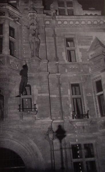 South Face of Caius. This must be climbed in order to reach the drop over to the Senate House.